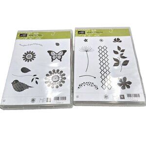Stampin’ Up! Stamp Lot Cling Rubber Stamps Summer Silhouettes Polka Dot Crafts